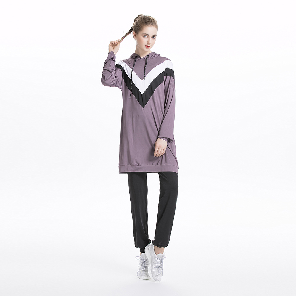 Picture of Autumn and Winter New Middle Eastern Arab Hui Sports and Leisure Color Matching Hooded Sports Sweatshirt Suit Y015