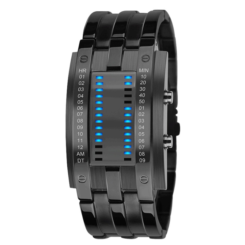 Korean style trendy LED Iron Man double row light binary fashion student couple personality electronic watch LED watch