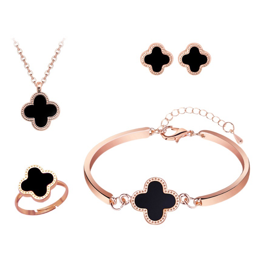 Four-Leaf Clover Set of Four Korean Style Pendants Double-Sided Jewelry Set Wholesale