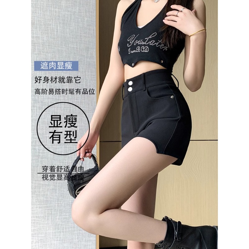 Picture of Black Sexy High-Waist Design Suit Shorts for Women Summer 2023 K-Style Slimming Look High-End Hot Pants Elastic