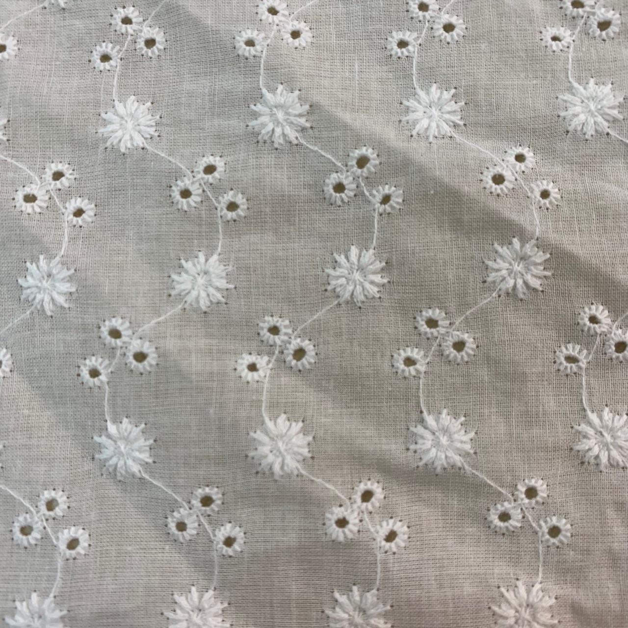Factory wholesale embroidered dress three-dimensional printing plant geometric flower modern national style white high-end curtain