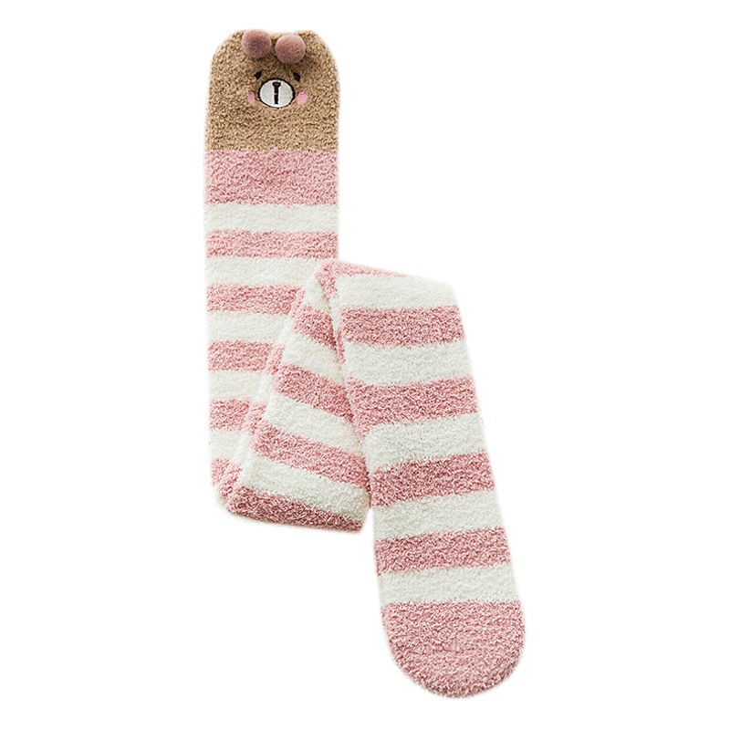 Coral fleece winter thickened socks women's Christmas socks cute cartoon home socks floor over-the-knee long women's socks ins