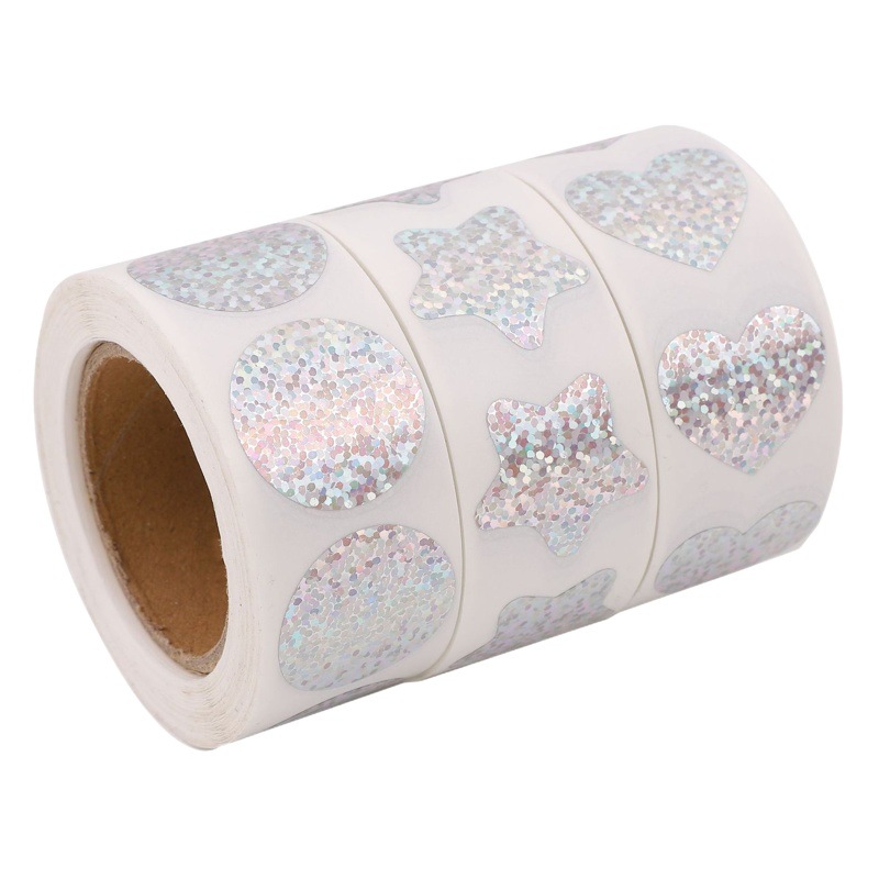 Sparkling Laser Love Sticker Sticker Round Love Star Decoration Waterproof Sealing Sticker Student Hand Account Sticker