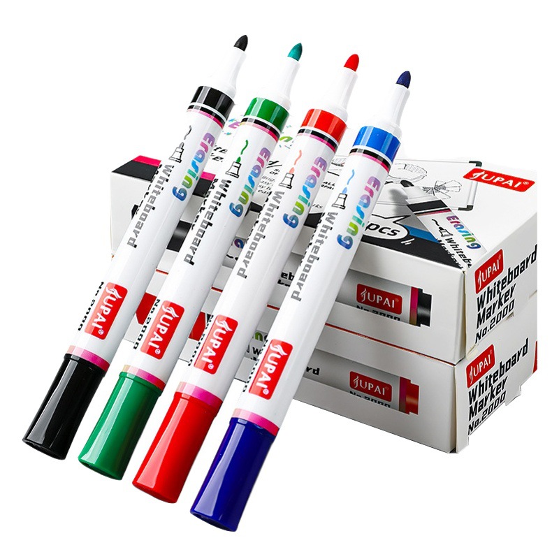 Jupai Whiteboard Marker, Erasable Conference Marker, Four Colors to Choose From, Easy to Erase, Blackboard Writing Marker, Easy to Erase