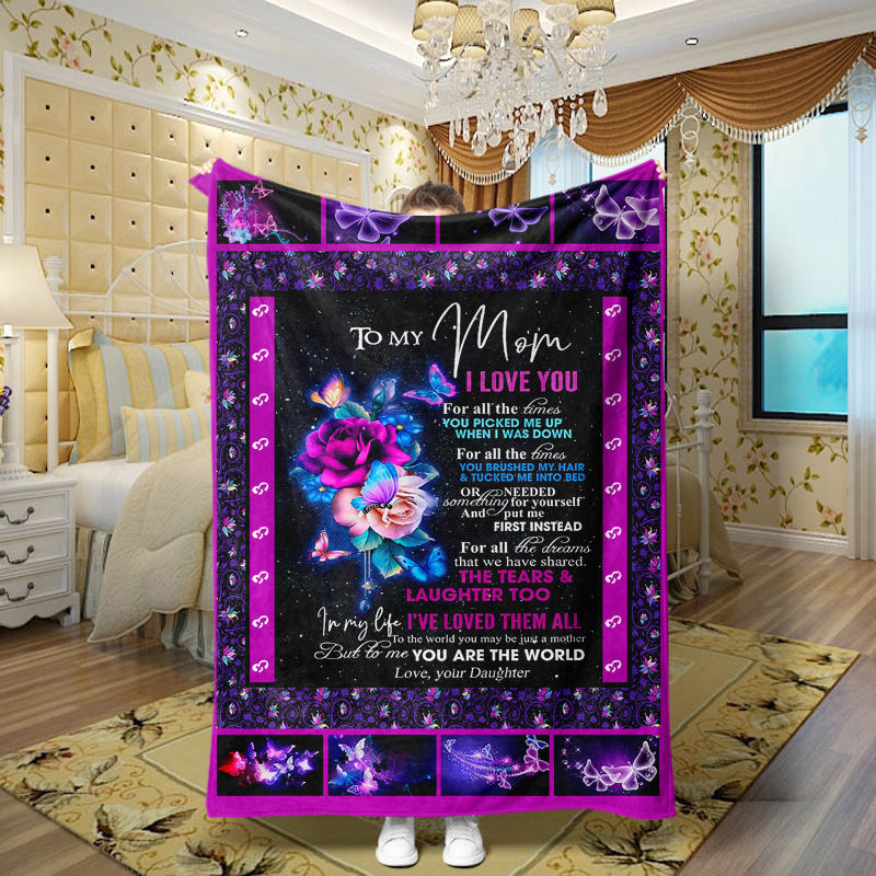 Picture of Family love teachers and students girlfriends love message flannel blanket summer air conditioning blanket autumn and winter nap printing blanket