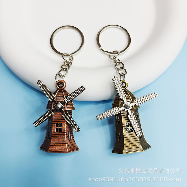 Retro Creative Three-dimensional Simulation House Model Keychain Pendant Men's Backpack Key Pendant Ornaments