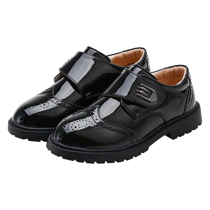 Children's leather shoes for boys and primary school students small leather shoes Korean version of soft bottom flower children black performance shoes a generation of hair