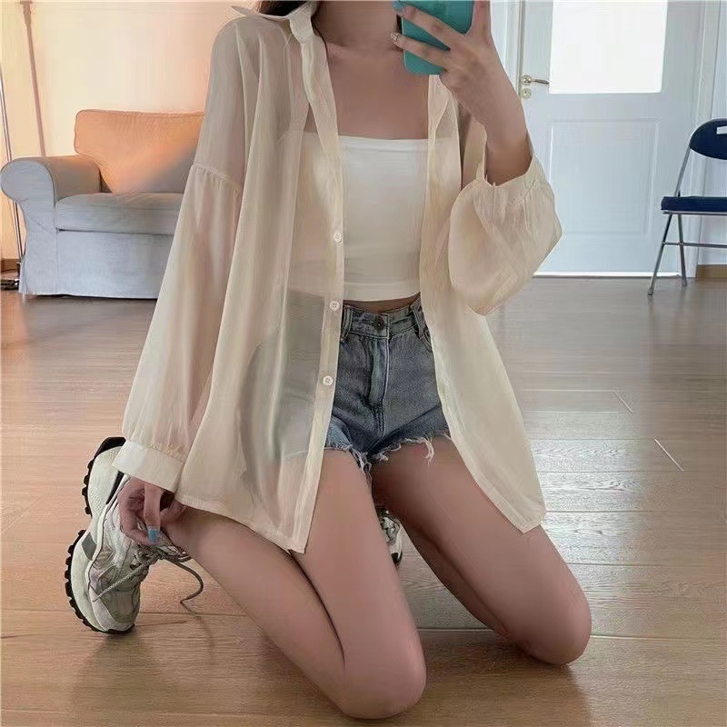Picture of Korean Chic Elegant Long-Sleeved Thin Sun Protection Shirt for Women Summer New Shirt Jacket Pure Color Top Export