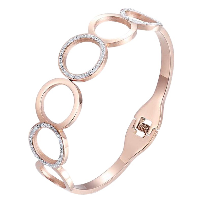 New full diamond rose gold titanium steel bracelet women's non-fading couple bracelet stainless steel hand jewelry wholesale