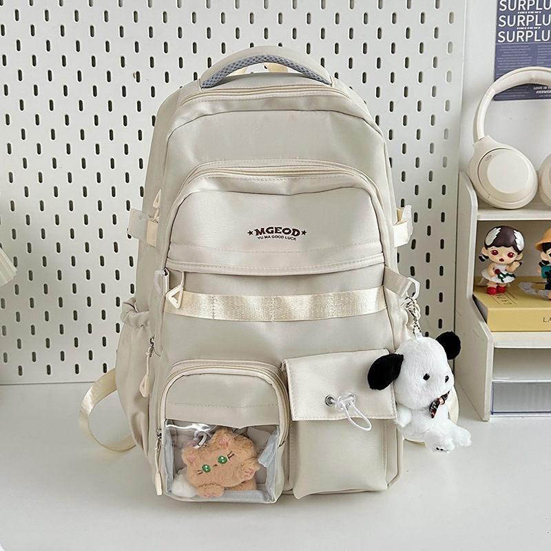 Picture of Japanese Ins Campus Casual Solid Color Schoolbag Simple All-match Lightweight Couple Backpack Senior high school College Student Backpack