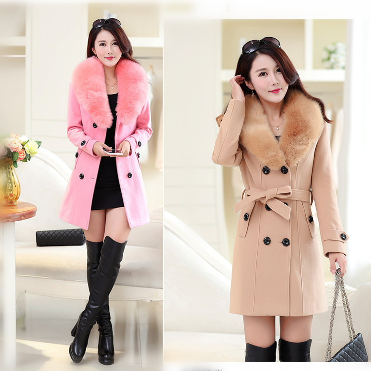 Cross-border plus size Woolen Women's Coat AliExpress Double-breasted eBay Woolen Coat Amazon Wool Collar