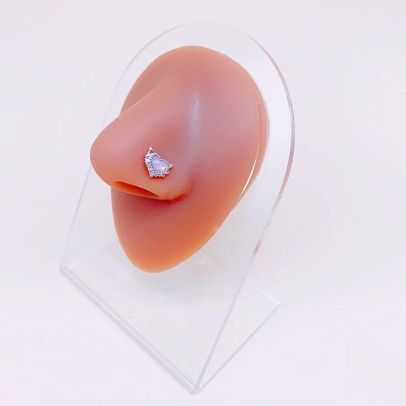 Picture of Gaibei European and American cross-border heart-shaped navel ring Opal navel ring nose clip ear studs body piercing jewelry