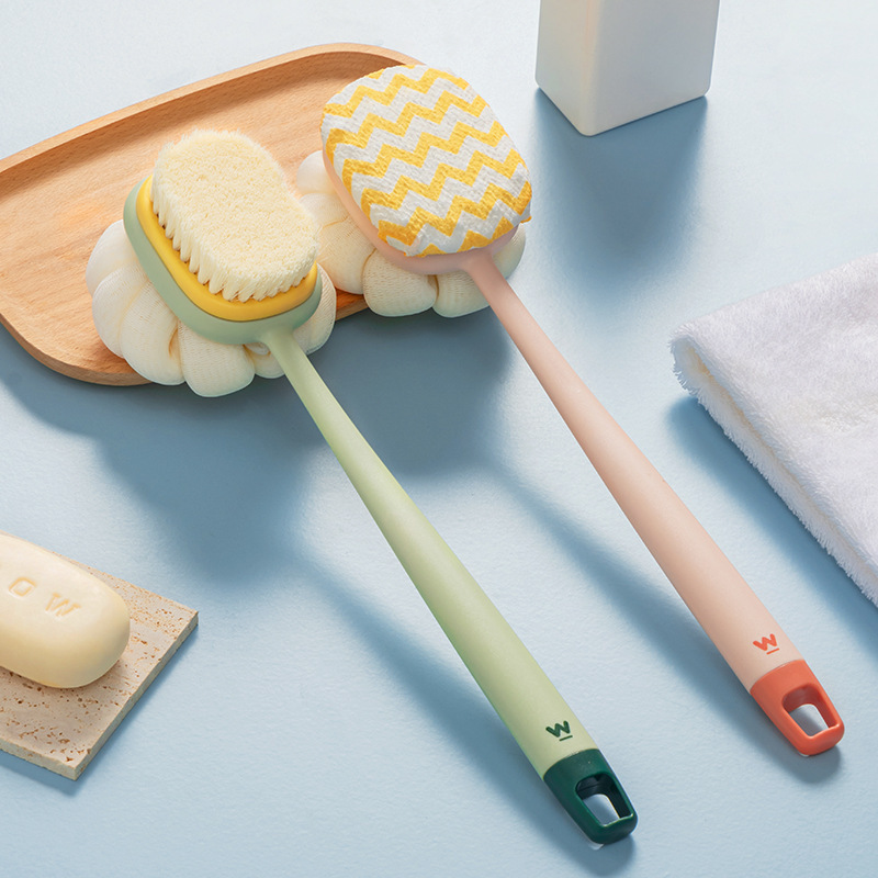 Picture of Porphyra series back rub brush bathroom bath artifact long handle double-sided soft nylon bristle painless bath brush