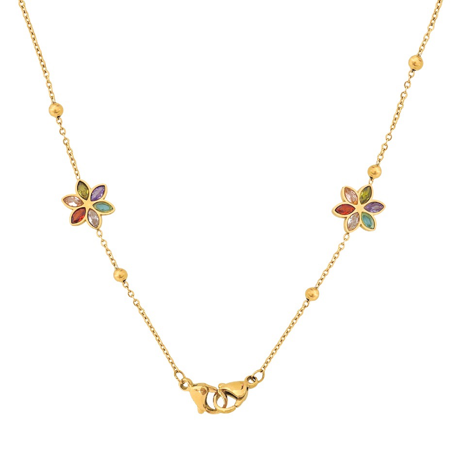 Titanium steel color diamond flower necklace new fashion mask chain three-in-one halter anti-drop gold diamond glasses chain