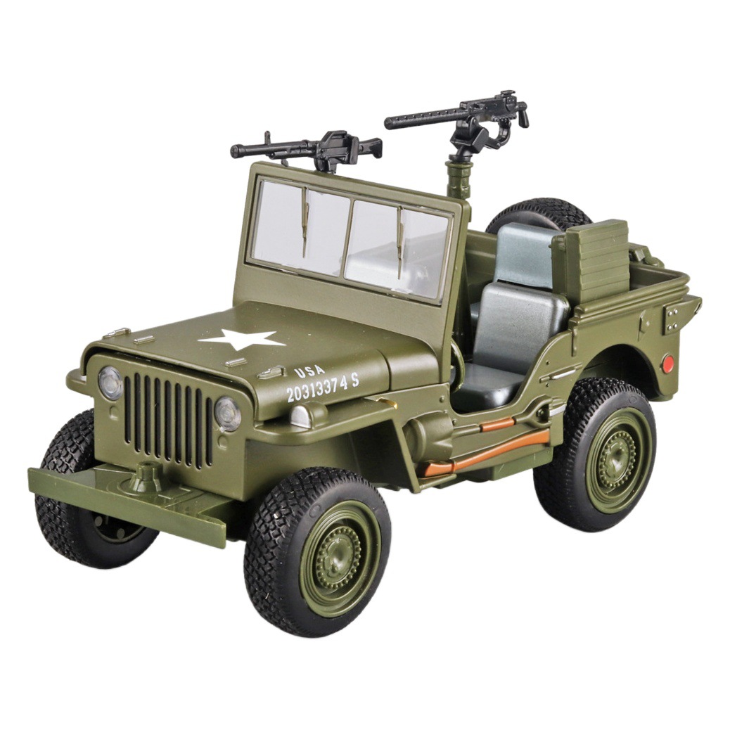 1:32 Willis cross-country military vehicle alloy model World War II military vehicle series light music open hood