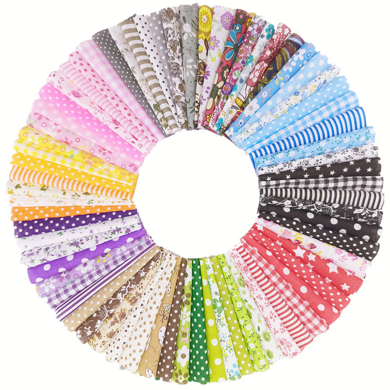 150/200 Pieces of Pure Cotton Printed Handmade Patchwork Fabric DIY Patchwork Fabric Set Plain Small Floral Pattern