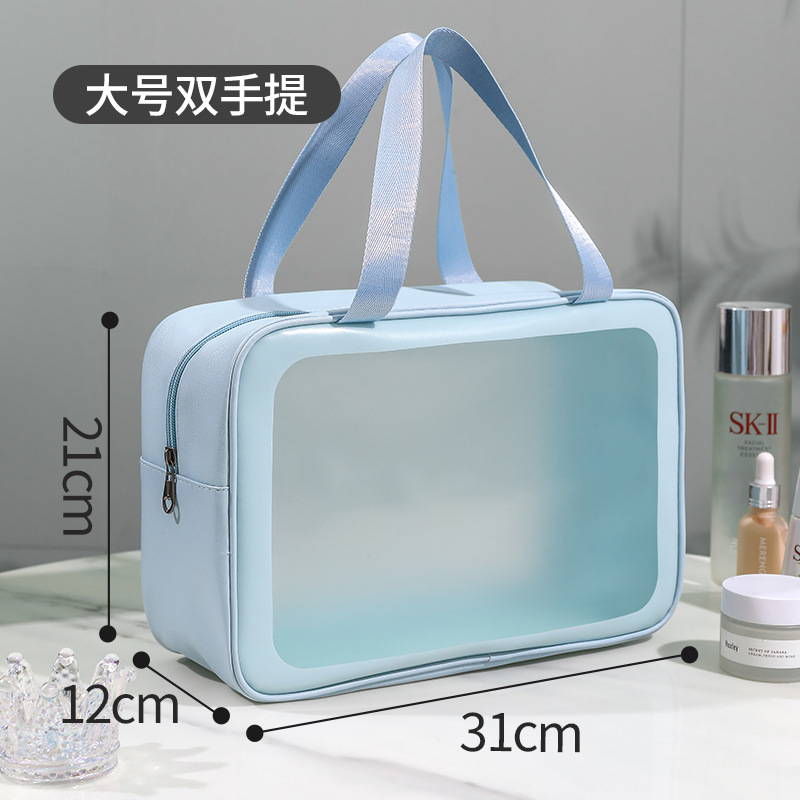 Picture of PVC Transparent Cosmetic Bag Simple Large Capacity Bath Bag PU Waterproof Portable Toiletry Bag Portable Travel Storage Bag