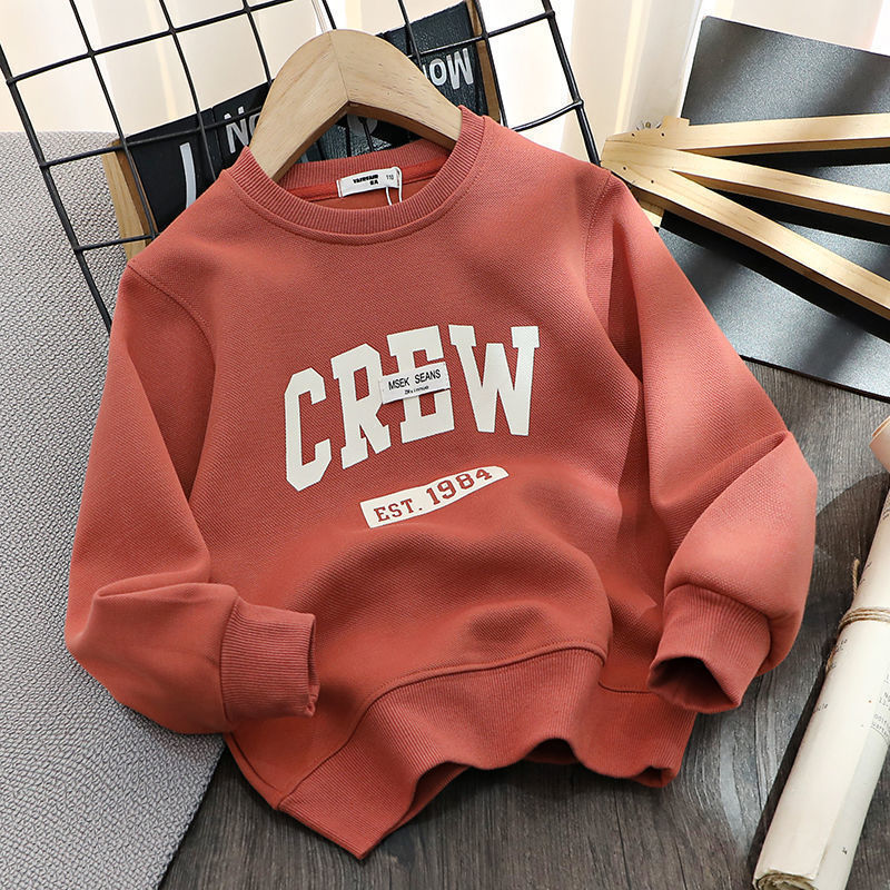 Picture of Cotton Children's Wear Boy's Letter Printed Sweatshirt Large Children's Loose All-match Casual Western Style T-shirt Spring and Autumn Thin Top