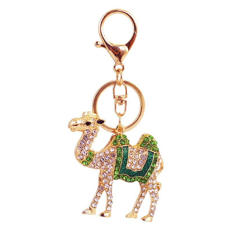 Cross-border Rhinestone Cute Color Camel Animal Desert Keychain Accessories Pendant Key Chain Bag Hanging Buckle Jewelry 1306
