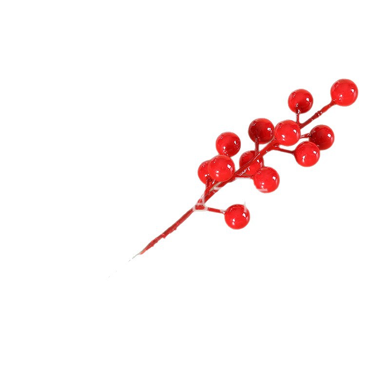 Picture of 12-head simulation red fruit Holly fruit lovesick Bean Red Berry auspicious fruit fortune fruit decoration Christmas fruit accessories wholesale