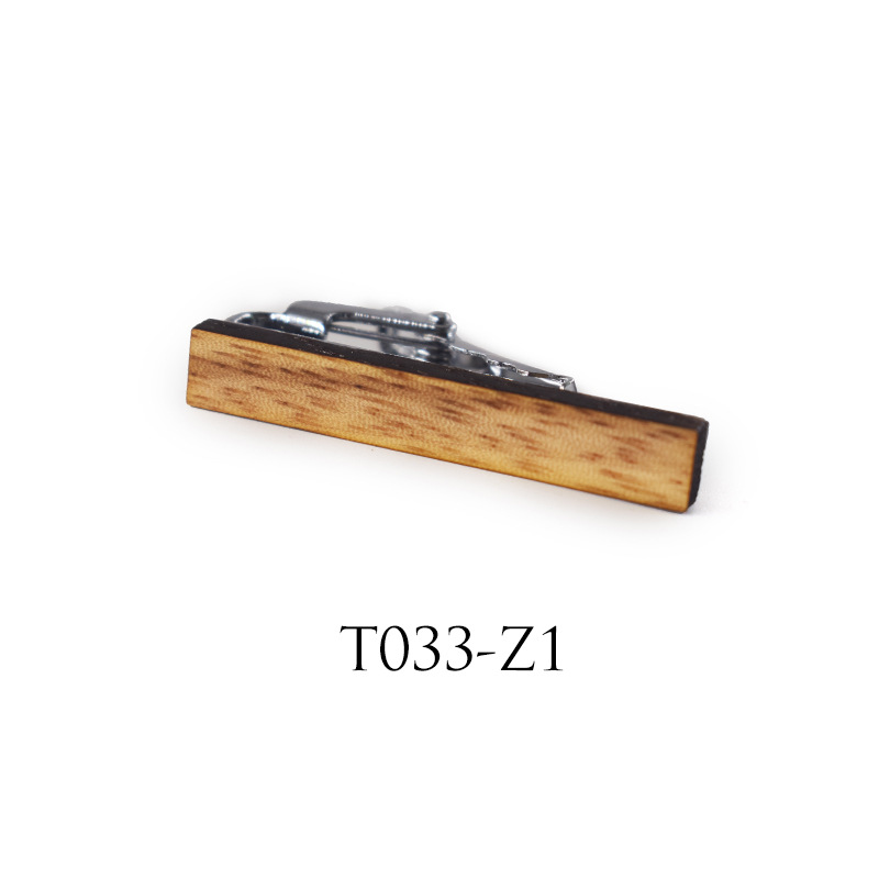 Picture of New high-grade wooden tie clip personality pattern printing wooden tie clip alloy zebra wood can be customized