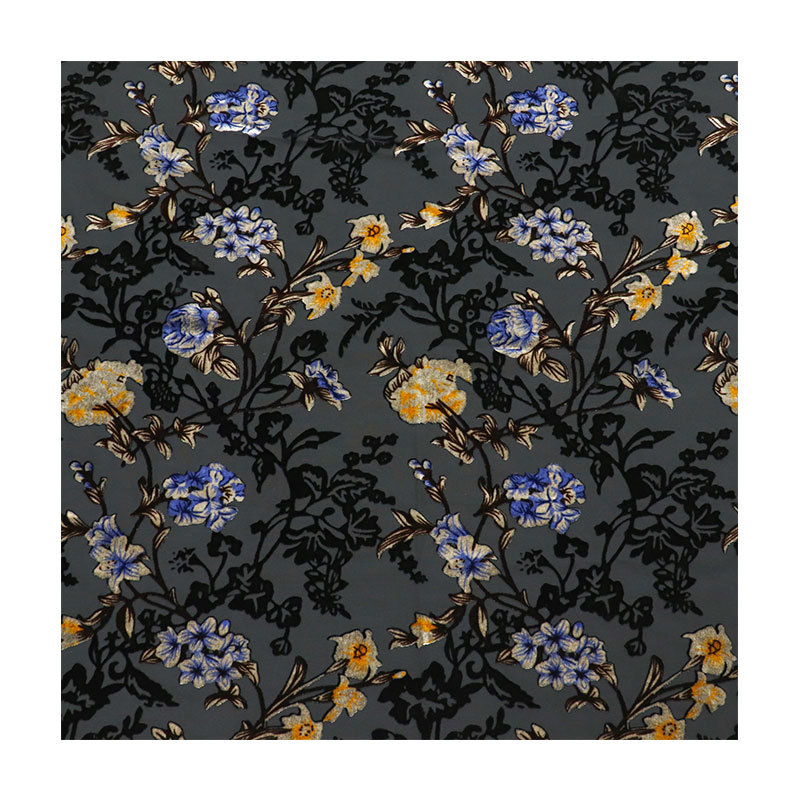 Picture of Factory Wholesale Woven Velvet Brocade Viscose Printed Burnt Flower Velvet Fabric Nightgown Dress Cheongsam