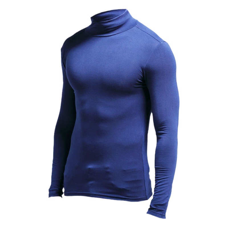 Autumn and Winter Men's Thermal Mid-High Collar Turn-Down Collar Thin Long-Sleeve Base Shirt Slim Fit Top