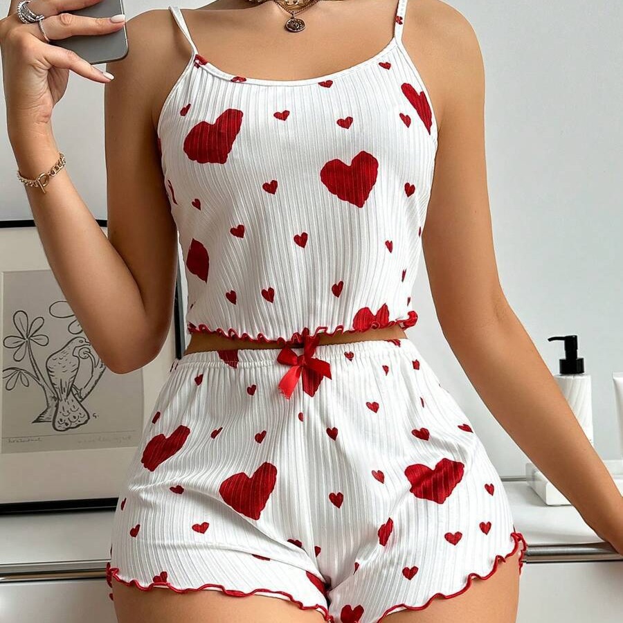 Europe and the United States cross-border sexy underwear pajamas two-piece milk silk thread printing home clothing source factory wholesale