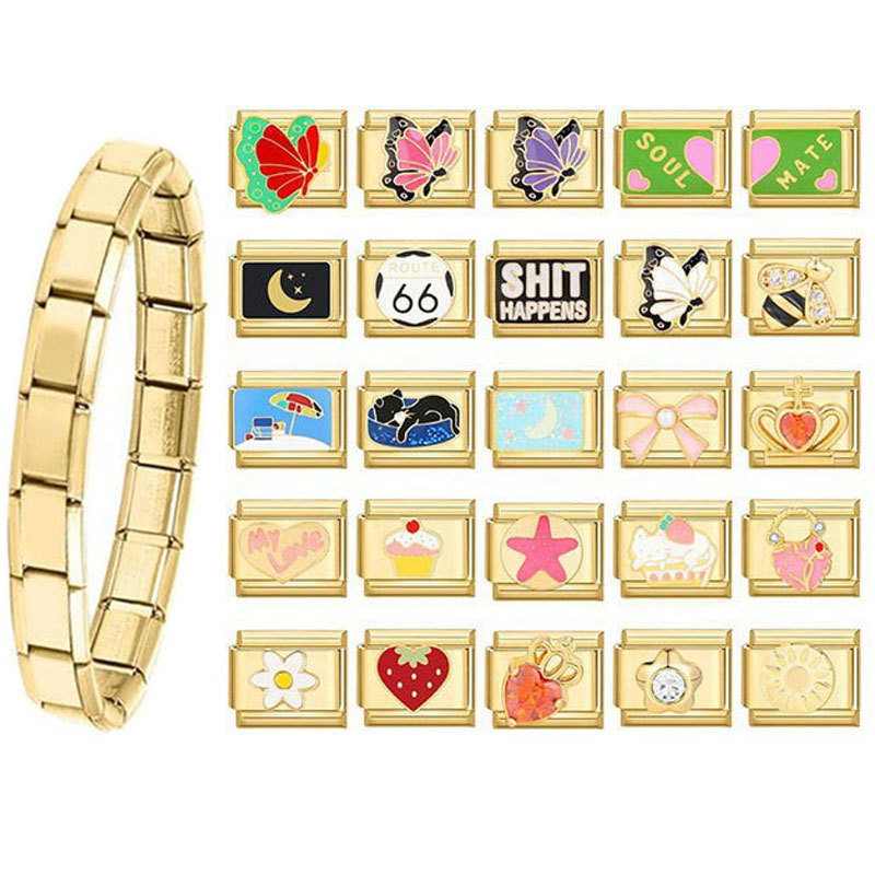 New Italian Modular Stainless Steel Electroplated Diy Unisex All-Match Stretch Bracelet Accessories Chain