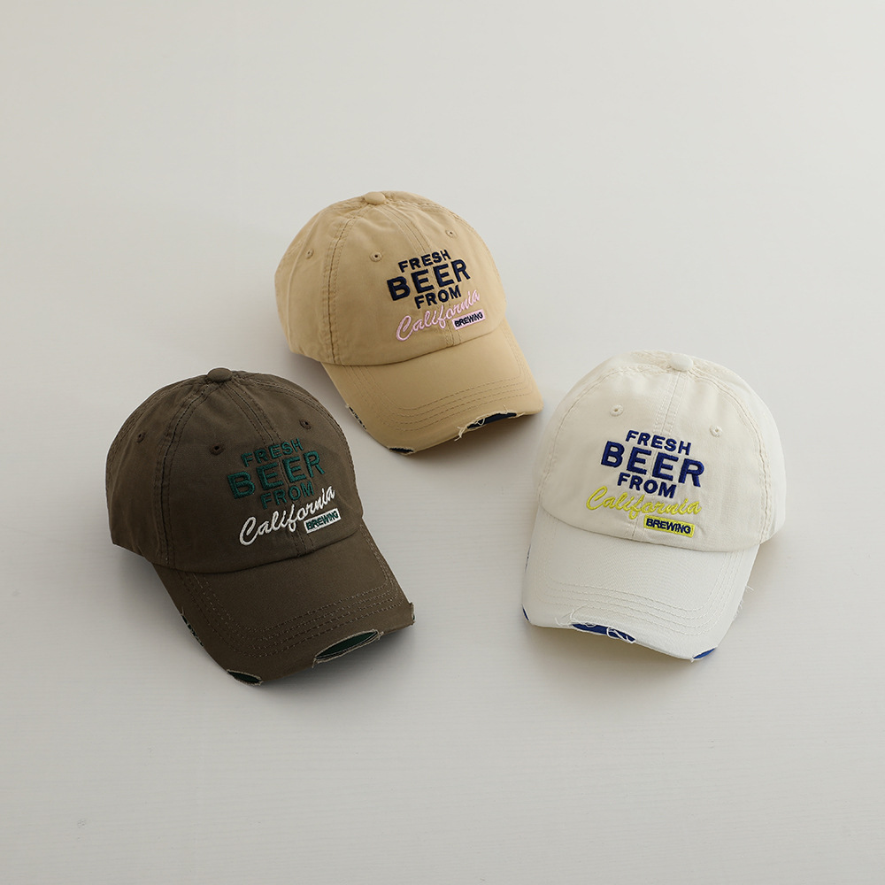 Picture of Niche Trendy Brand Old Hole Kidsren's Baseball Cap Korean Style Street Retro Color Versatile Baby Letter Peaked Cap