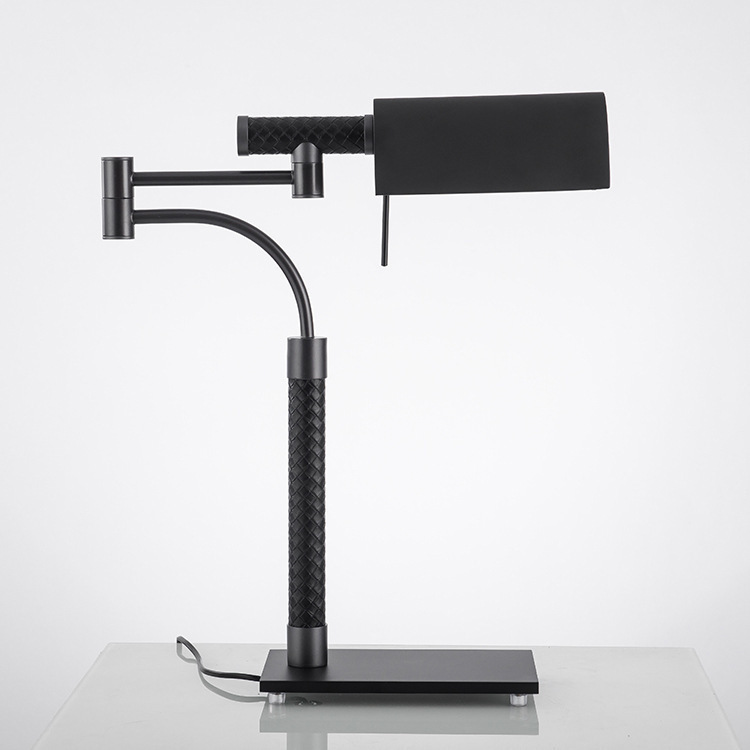 American Style Light Luxury Fashion Black Leather Hardware Table Lamp Hotel Engineering Sales Office Model Room Decorative Table Lamp
