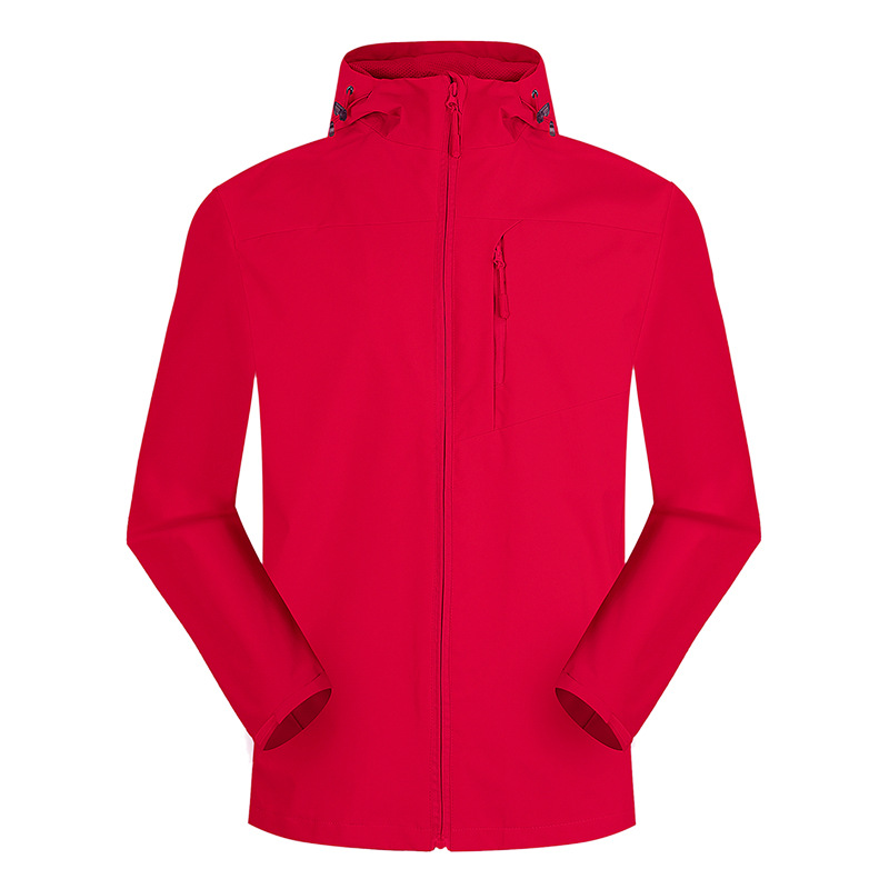 Picture of New Fashionable Outdoor Soft Shell Single-Layer Solid Color Charge Clothes Spring and Autumn Travel Mountaineering Jacket Hooded Jacket in stock Printing