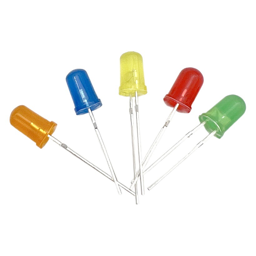 F5mm red hair red yellow yellow green hair emerald green Blue Orange round head straight led fog White astigmatism indicator light