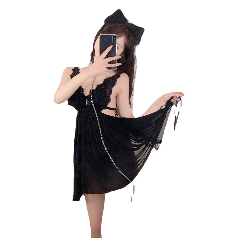 At three o'clock at night, Europe and the United States large size temptation sexy underwear lace strap nightgown women transparent sexy pajamas a generation of hair