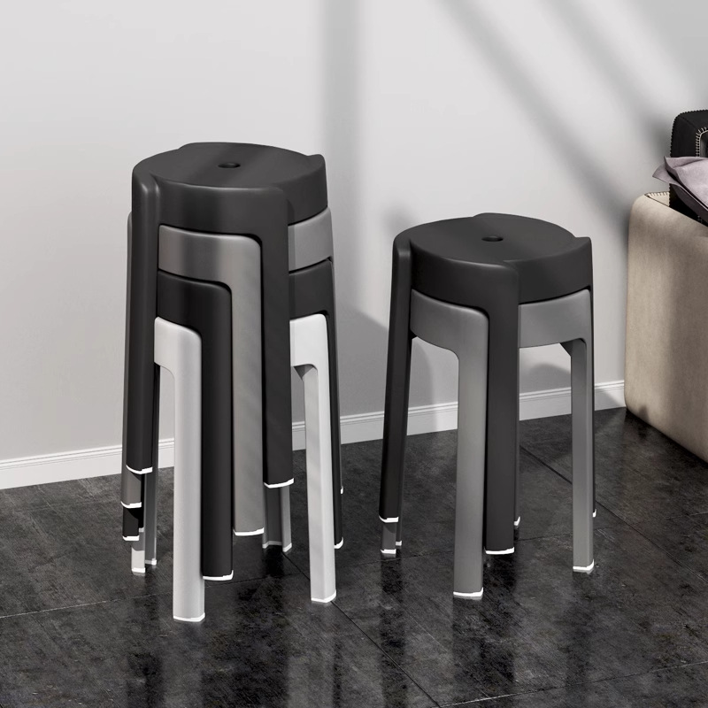 Stackable Plastic Stool Household Thickened Modern Simple Black Windmill Bench Strong and Durable Chair for Shop