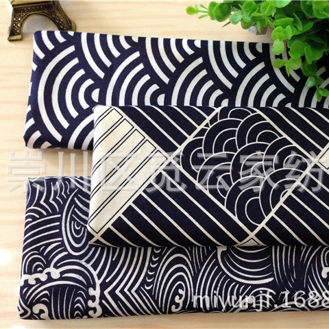 Picture of Japanese Style and Wind Xiangyun Sea Wave Qinghai Wave Cotton Twill Printing Pure Cotton Fabric Lunch Moon Cake Packaging