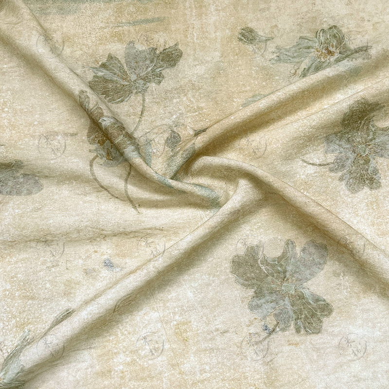 Old silk lotus shadow, new Chinese style digital printed fabric, brocade cotton fabric, cheongsam dress, top, Hanfu fabric