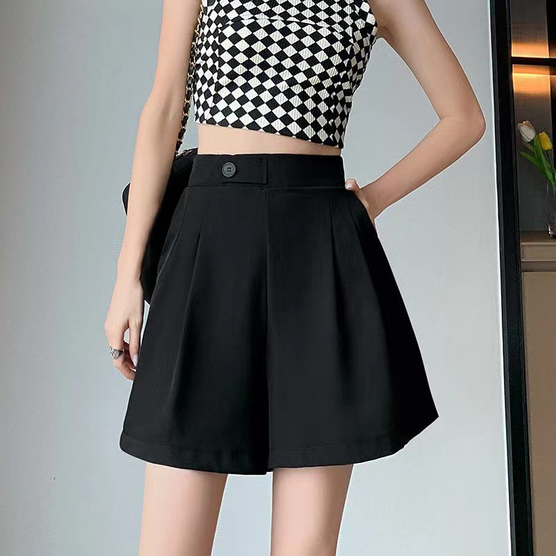 Suit Shorts Women's High Waist Summer Thin 2023 New Ice Silk Wide Leg Pants Summer Loose Slim Casual Hot Pants