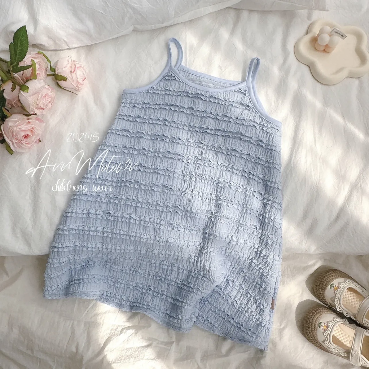 Picture of Girls dress 2024 spring and summer new Western princess style baby sweet children's solid color all-match suspender dress