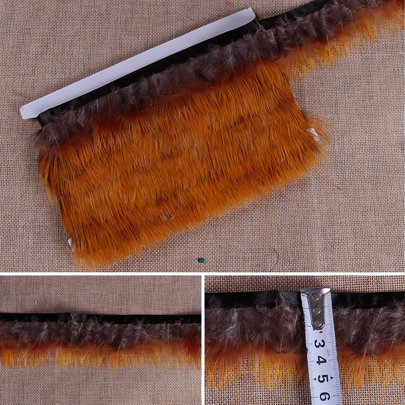 Wholesale Pheasant Feather Yellow Silk Cloth Edge Feather Cloth Belt DIY Small Feather Skirt Clothing Accessories Decorative Wedding Flowers