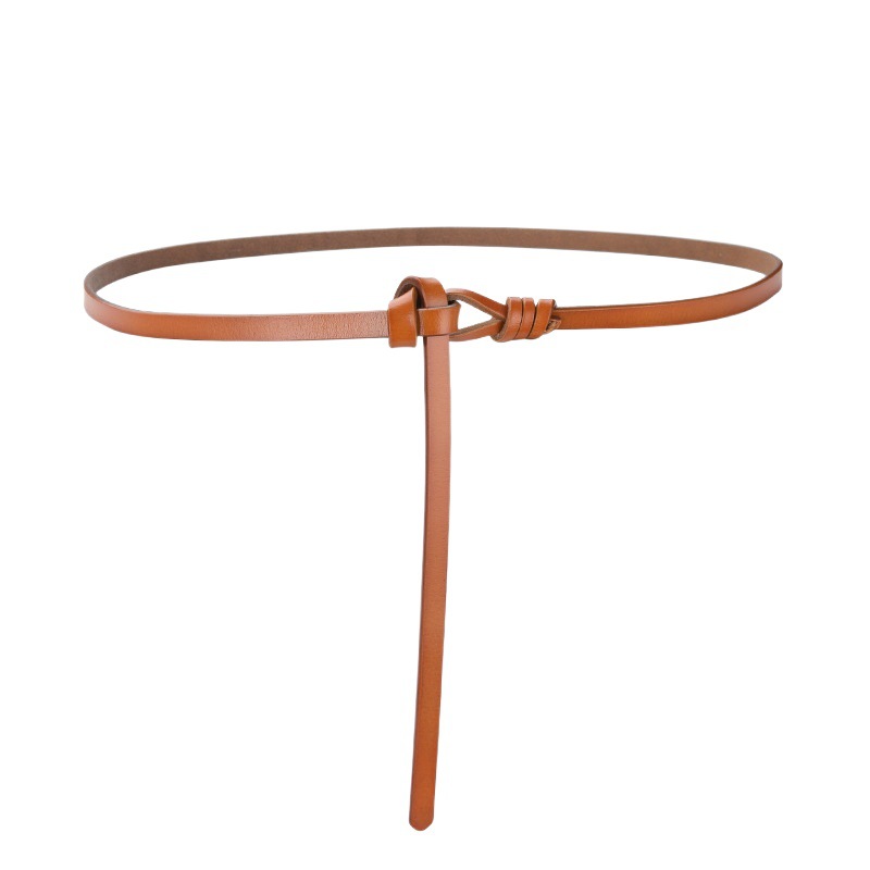 New Non-porous Tie Thin Belt All-match Small Western Decoration Thin Belt Women's Fashionable Simple Matching dress Waist Decoration