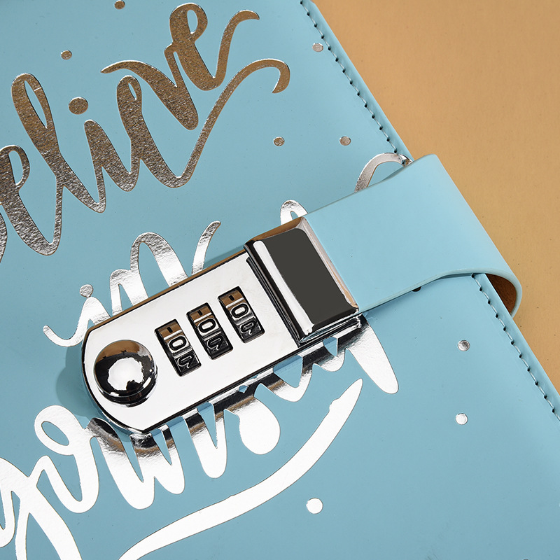 Picture of New creative A5 European business office stationery work diary Pu imitation leather combination lock notebook notebook
