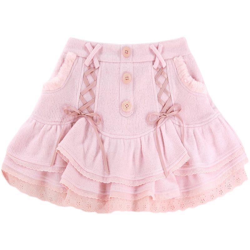 Sweet cute girl skirt 2023 Summer pure lace design sense niche slimming lace knitted cake skirt