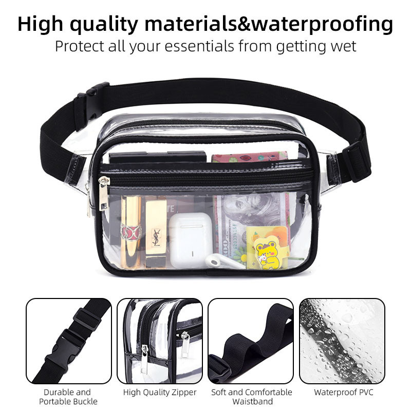 Picture of Cross-border new pvc transparent waist bag outdoor sports waterproof storage crossbody chest bag visual portable sports waist bag