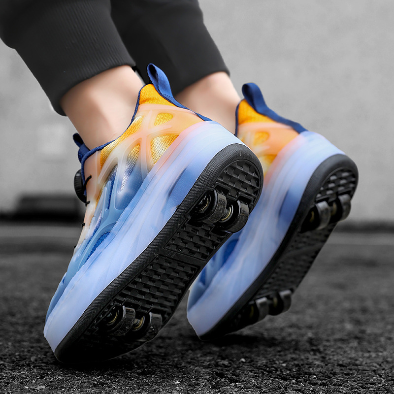 Picture of Heelys Shoes with Two Wheels That Can Be Folded and Walked On, Summer Flying Sneakers, Internet Celebrity Invisible Four-Wheel Children's Roller Skates