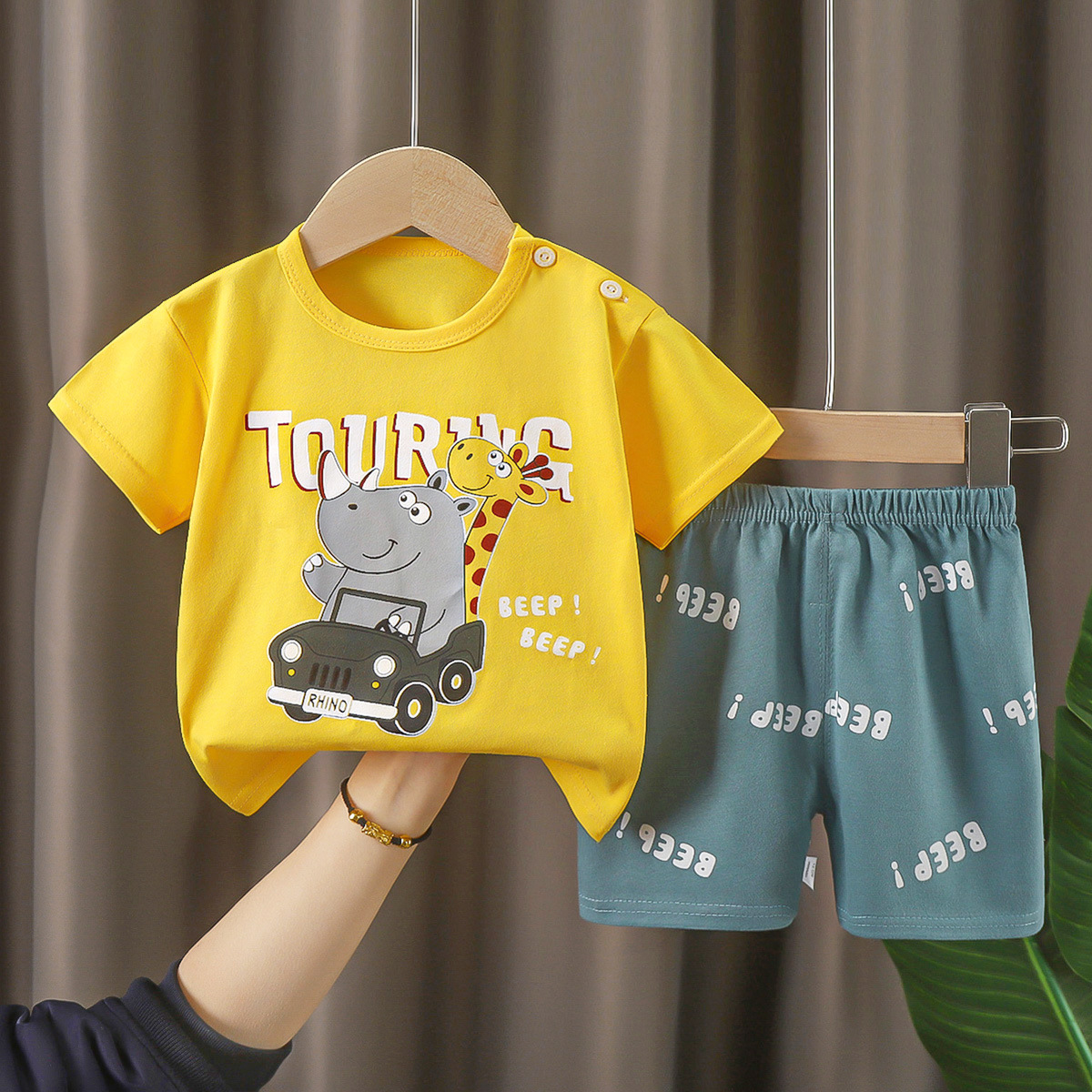 Picture of Children's Short-Sleeved Suit Pure Cotton Summer New Baby Boy Summer T-Shirt Girl Clothing Thin Kidsren's Clothing Carefully Selected