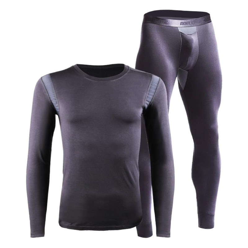 Thin Men's Autumn Clothes and Pants suit Ice Silk Mesh Breathable Slim-Fit Thermal Underwear Youth Autumn and Winter Separate Pants