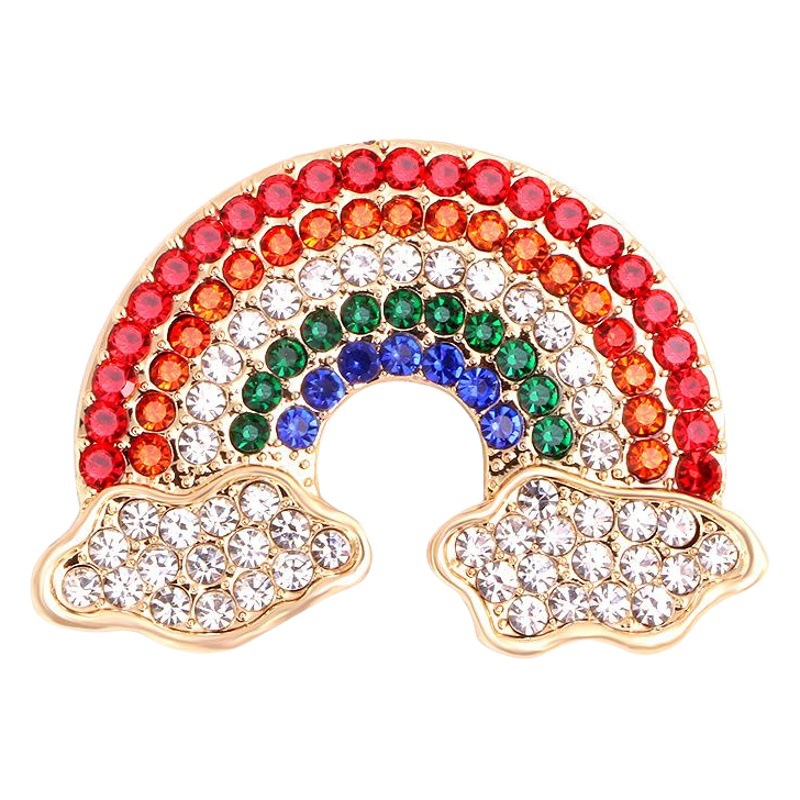 Cute Japanese Rainbow Cloud Brooch Rhinestone Korean Pin Accessories Sweater Cardigan Shawl Buckle Corsage