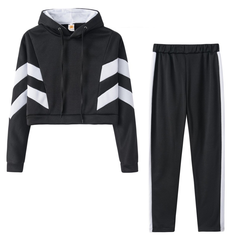 Picture of Europe and the United States explosions 2022 spring AliExpress Amazon women's hooded umbilical sweater suit two-piece set