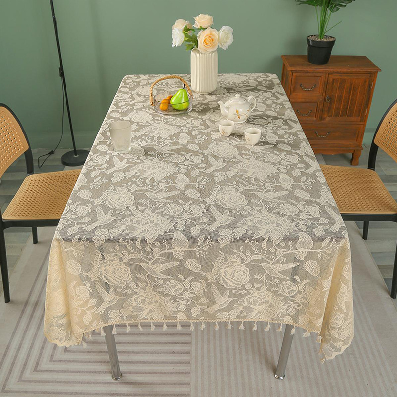 Picture of New Style Lace Rectangular Tablecloth Tea Table Tablecloth Disposable Simple Tassel Tablecloth Household Nordic Style Release